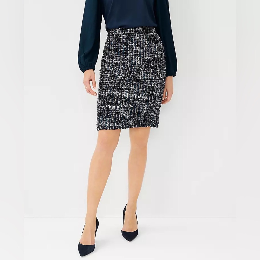 Ann Taylor Fringe Tweed Pencil Skirt